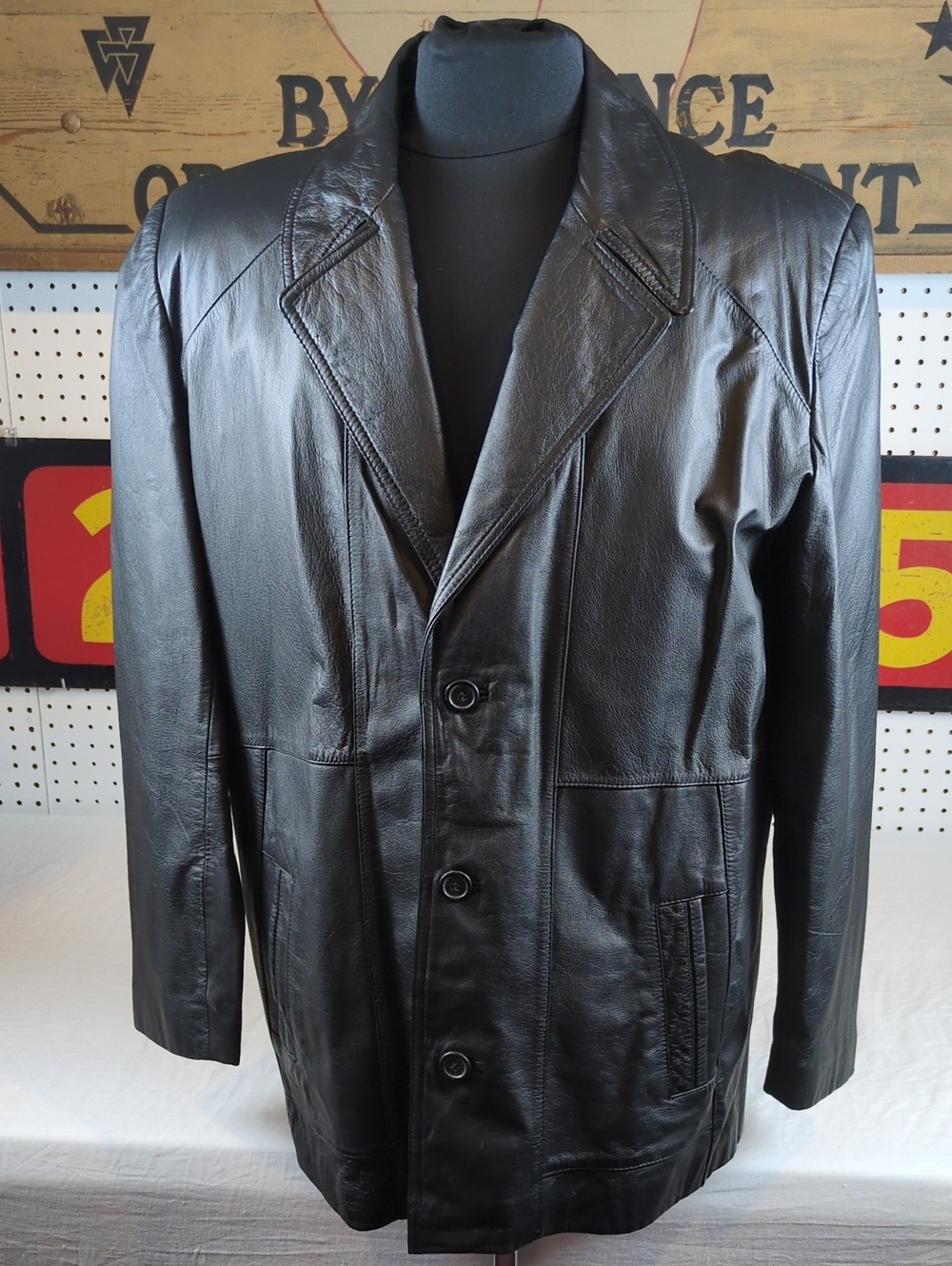 Vintage Adler Leather Car Coat With Liner 42